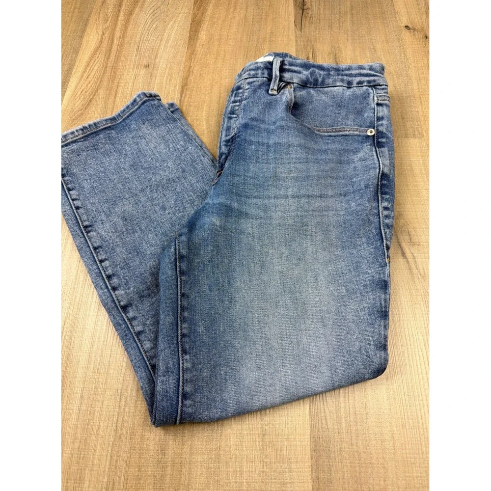 Good American Womens Straight Leg High Rise Jeans Medium Wash Size 12 31